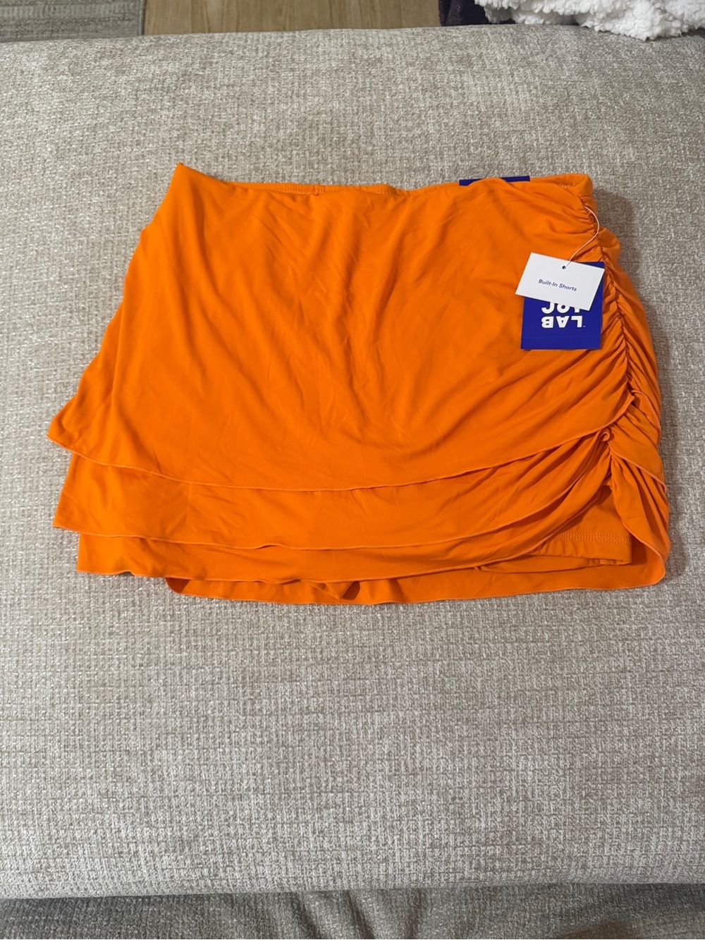 Joy Lab Tangerine Ruched Layered Mini Skort- Medium
